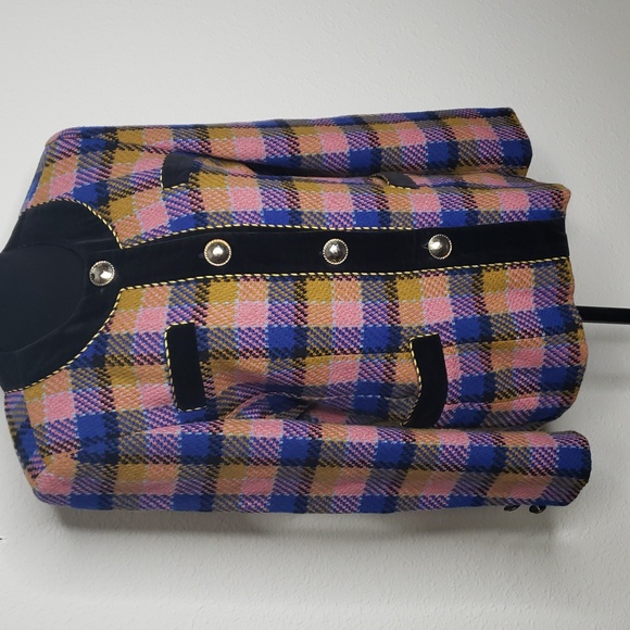 Vintage Florence Womens Plaid Tweed Wool Mohair Blazer Jacket Size 42 Preppy - Picture 3 of 16